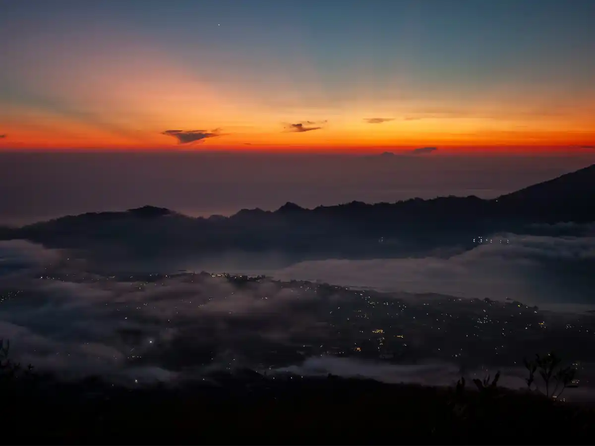 First light on the summit ridge of Mount Batur