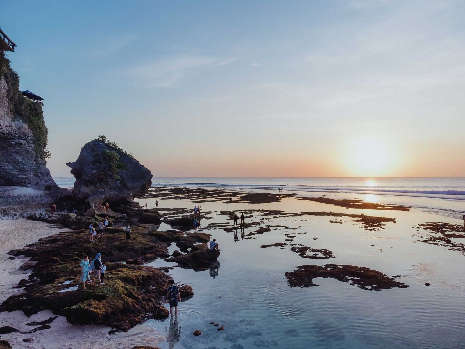 Waves breaking on the rocky Bali coastline