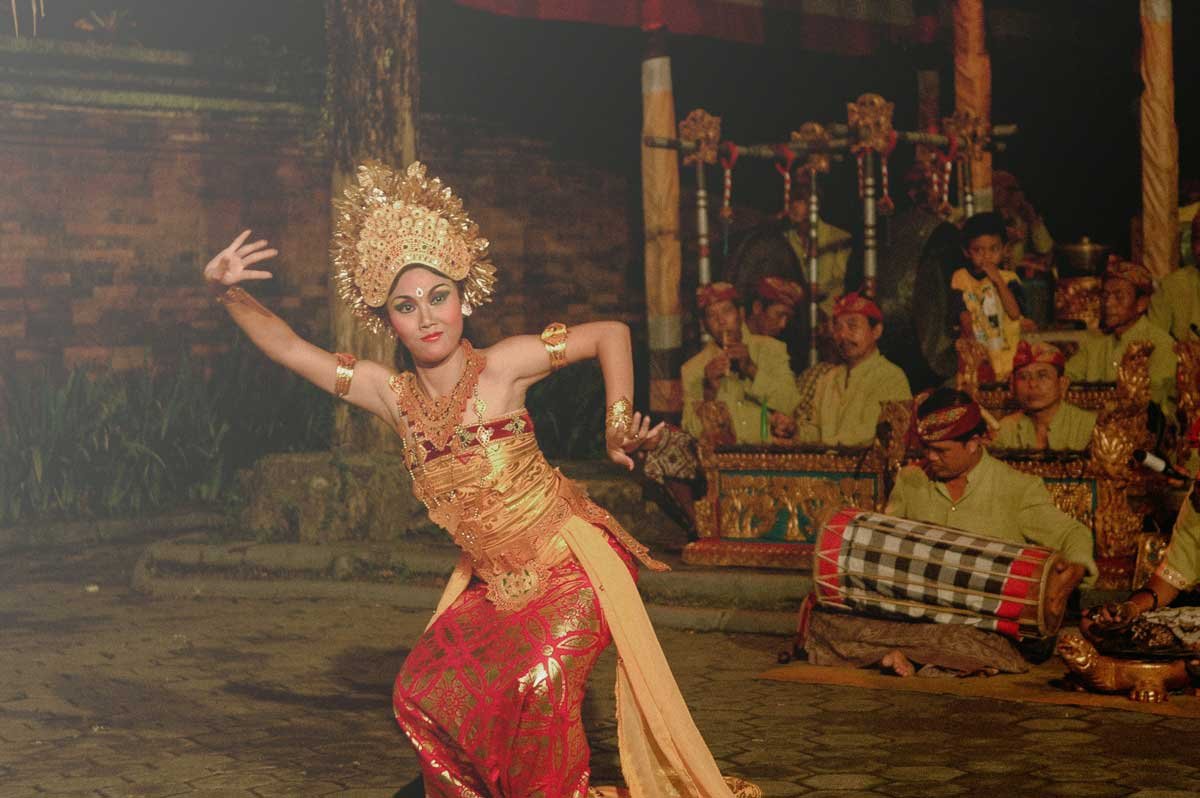 A Balinese dancer in gilded costume