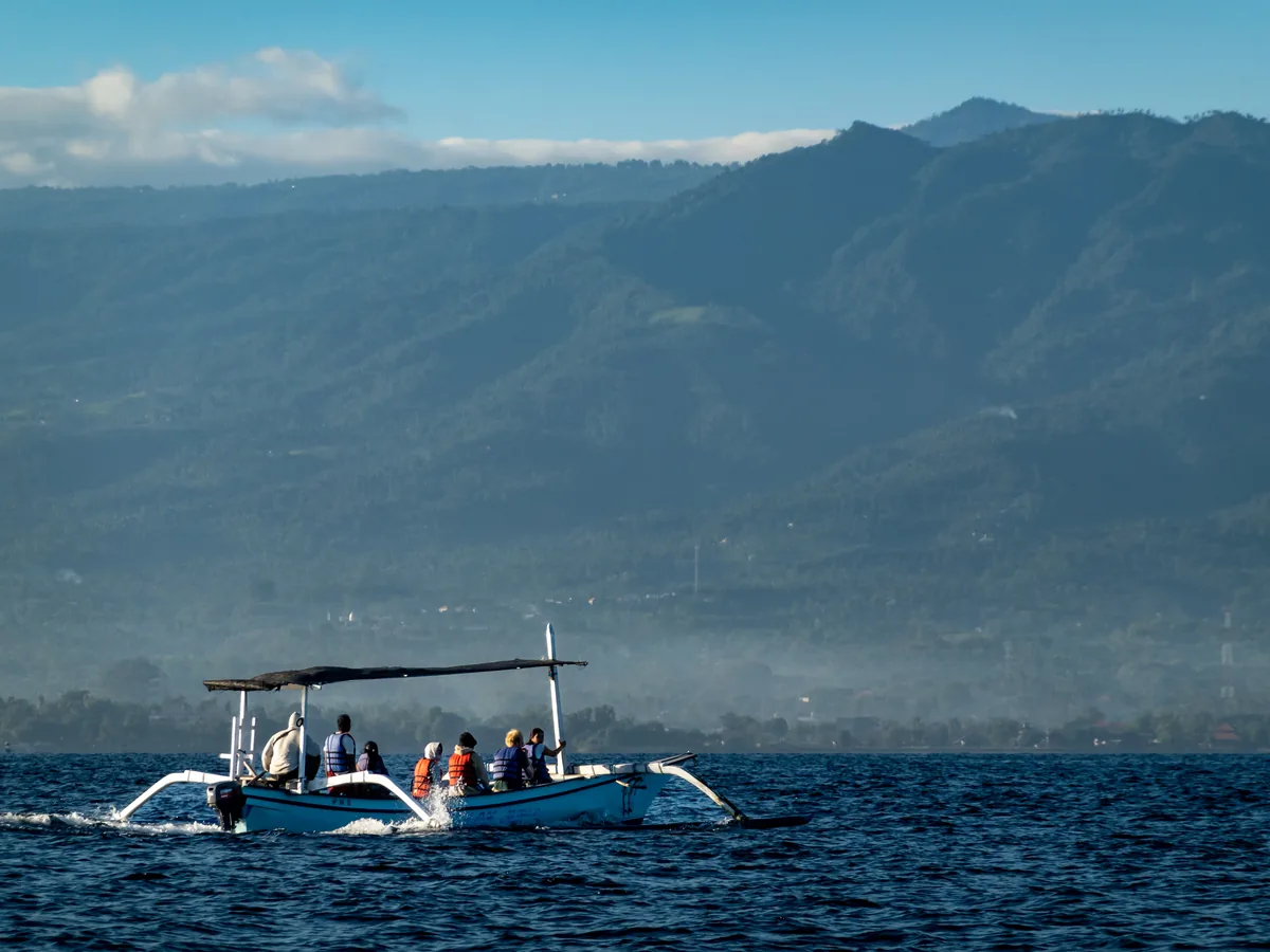 A traditional jukung boat off the north coast at Lovina