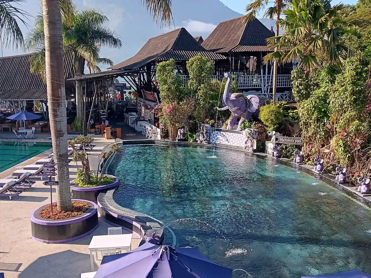 Natural hot spring pools on the shore of Lake Batur