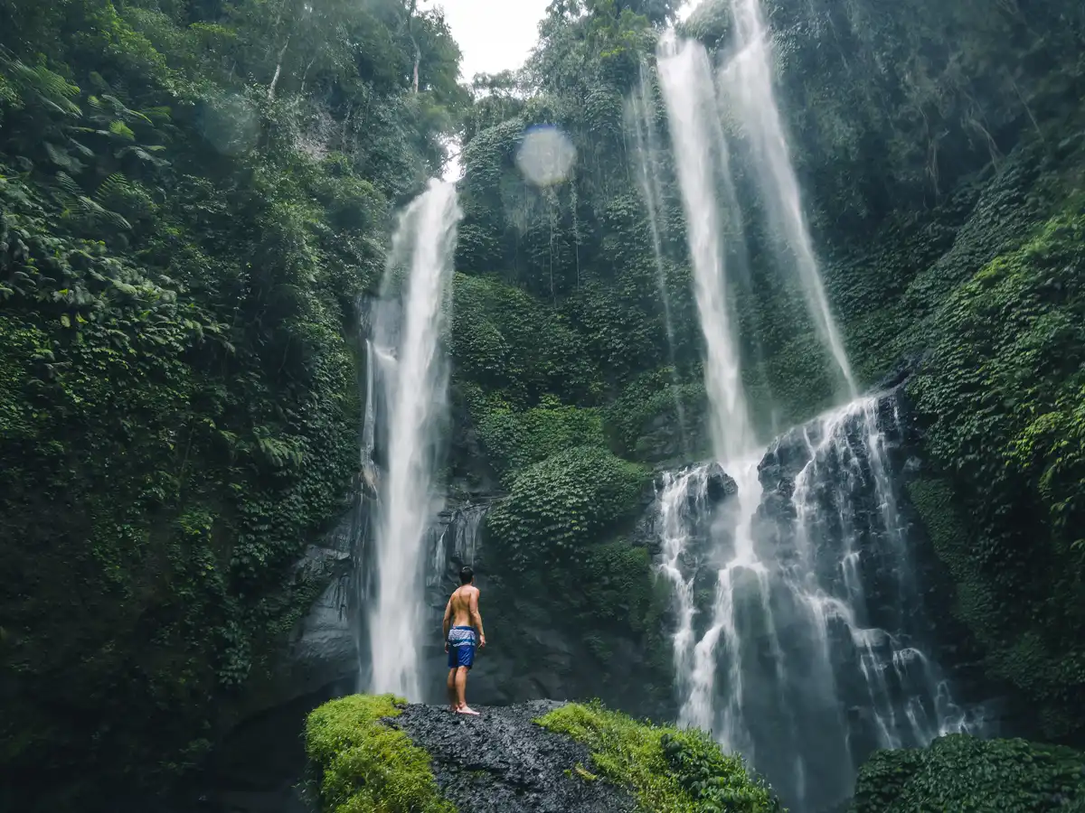 Sekumpul waterfall in its jungle amphitheatre, north Bali