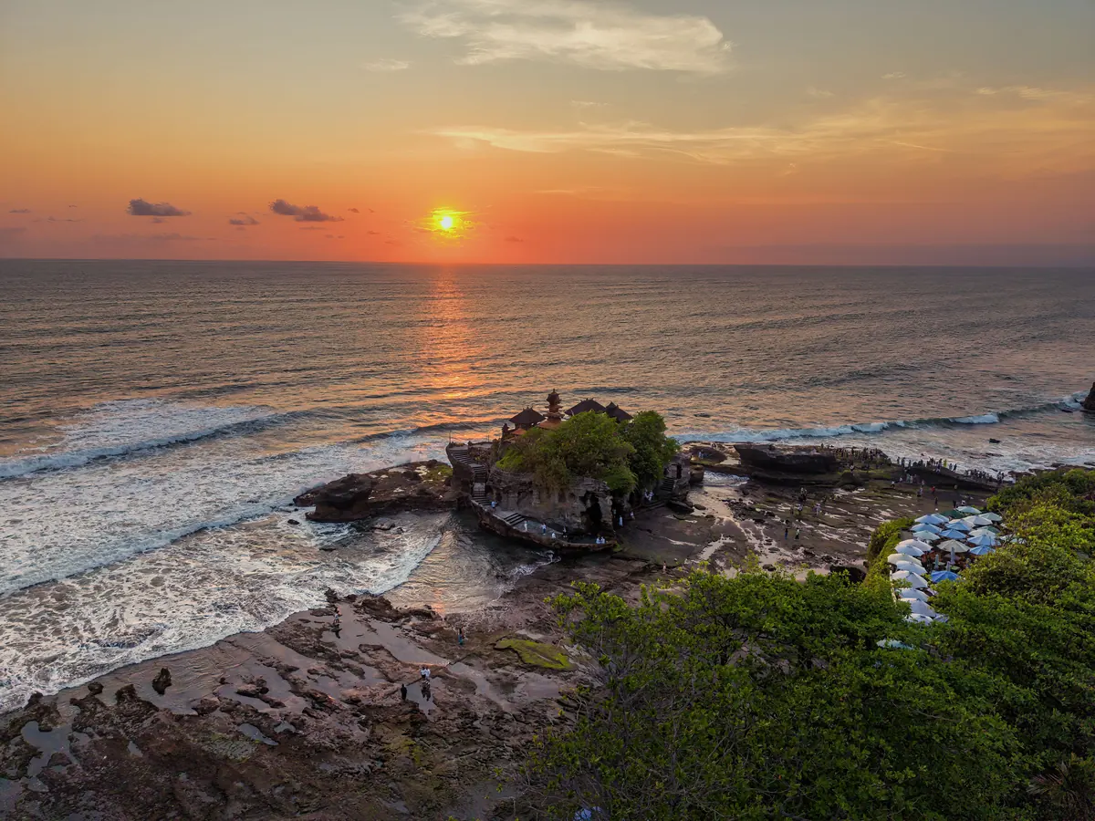 Tanah Lot sea temple at sunset