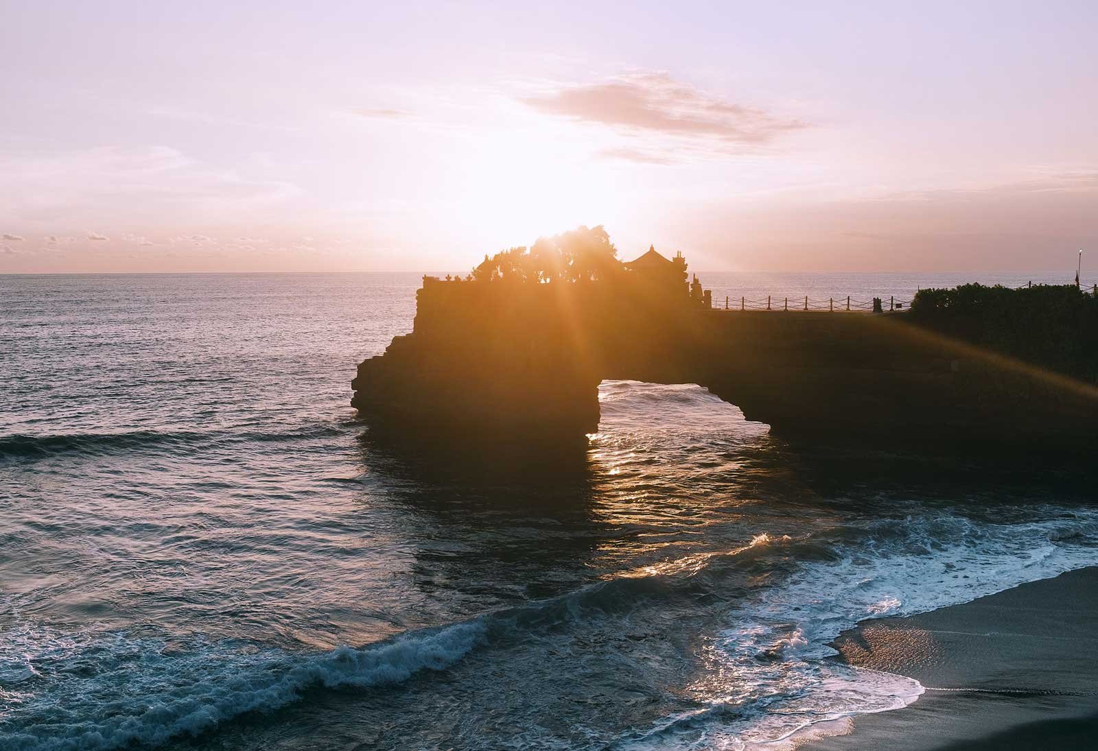 Sunset behind Tanah Lot temple, Bali