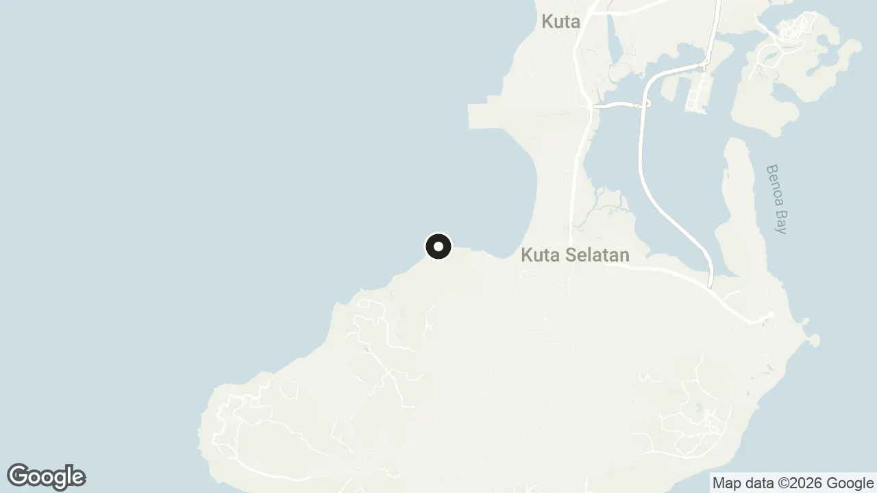 Map of the stops for Tegal Wangi Beach